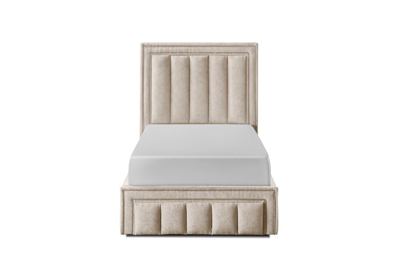 Amy Gas lift  King Size Bed Frame - Beige Fabric