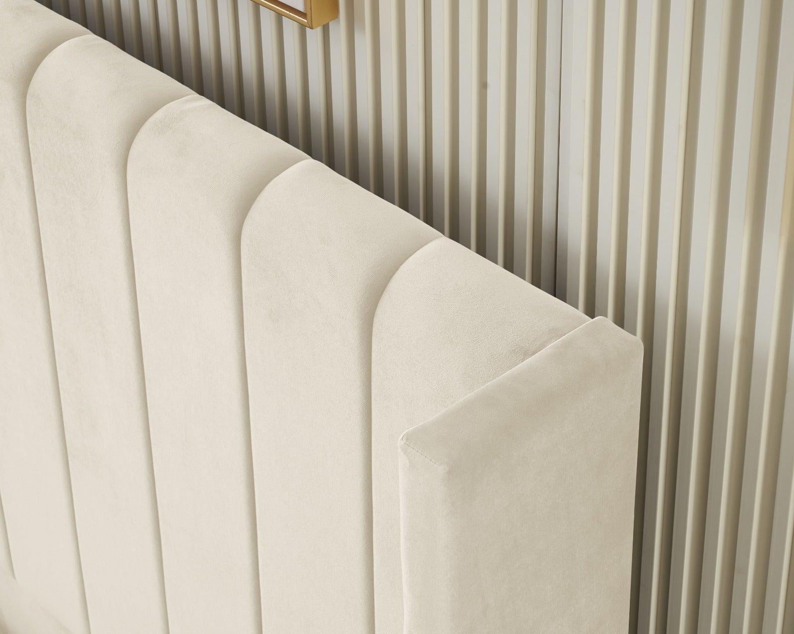 Kildare Bed  Double - Cream Velvet