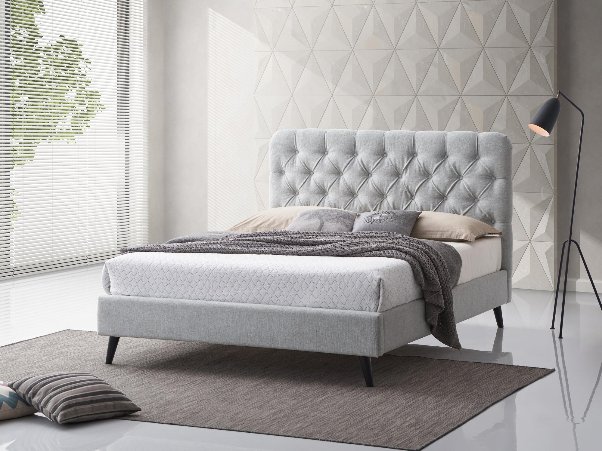 Pene Bed Double - Light  Grey