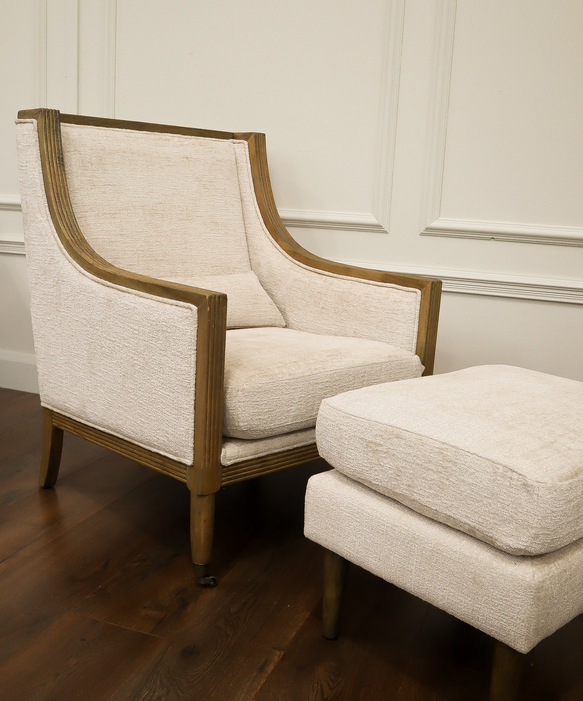 Accent Chair + Footstool - Oatmeal Linen