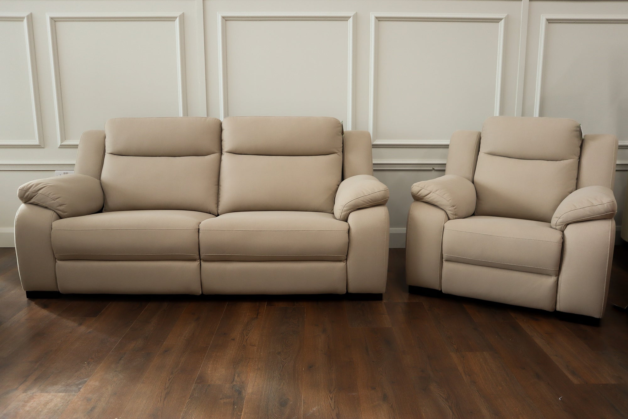 Heydon Power Recliner Sofa Range - Stone Mircofiber