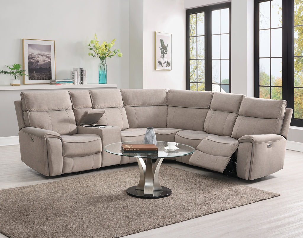 Scarlet Power Corner - Taupe Microfibre Fabric