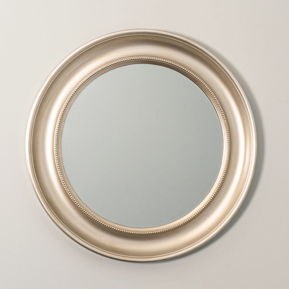 Lena wall mirror beaded round 90cm -  Champagne