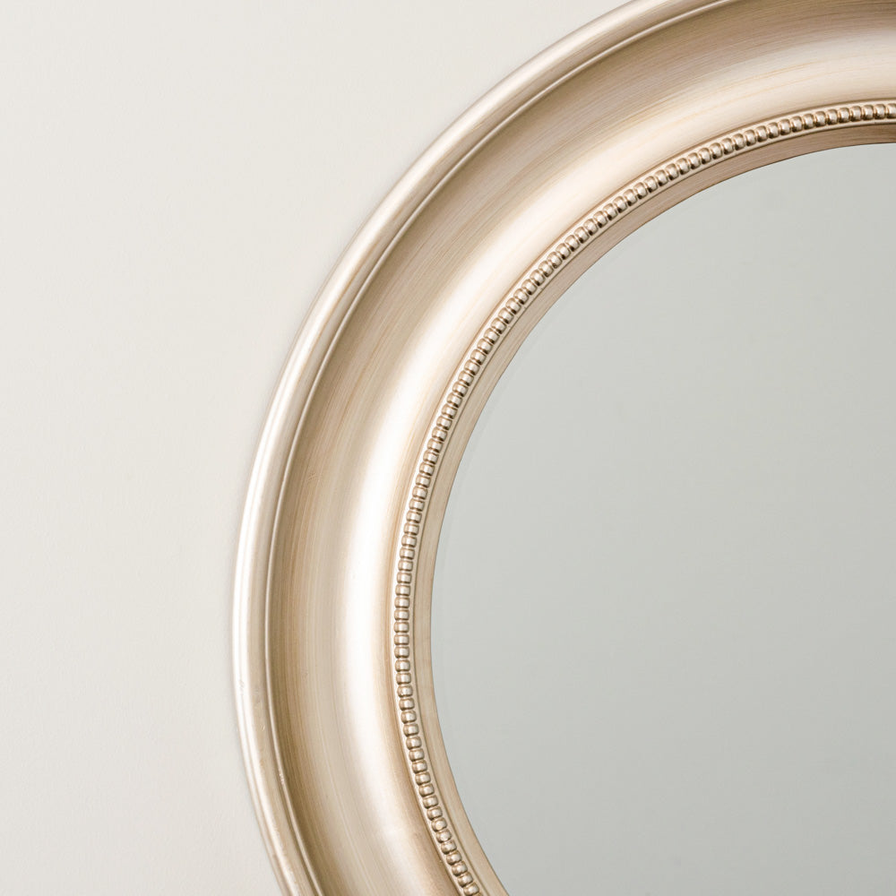 Lena wall mirror beaded round 90cm -  Champagne