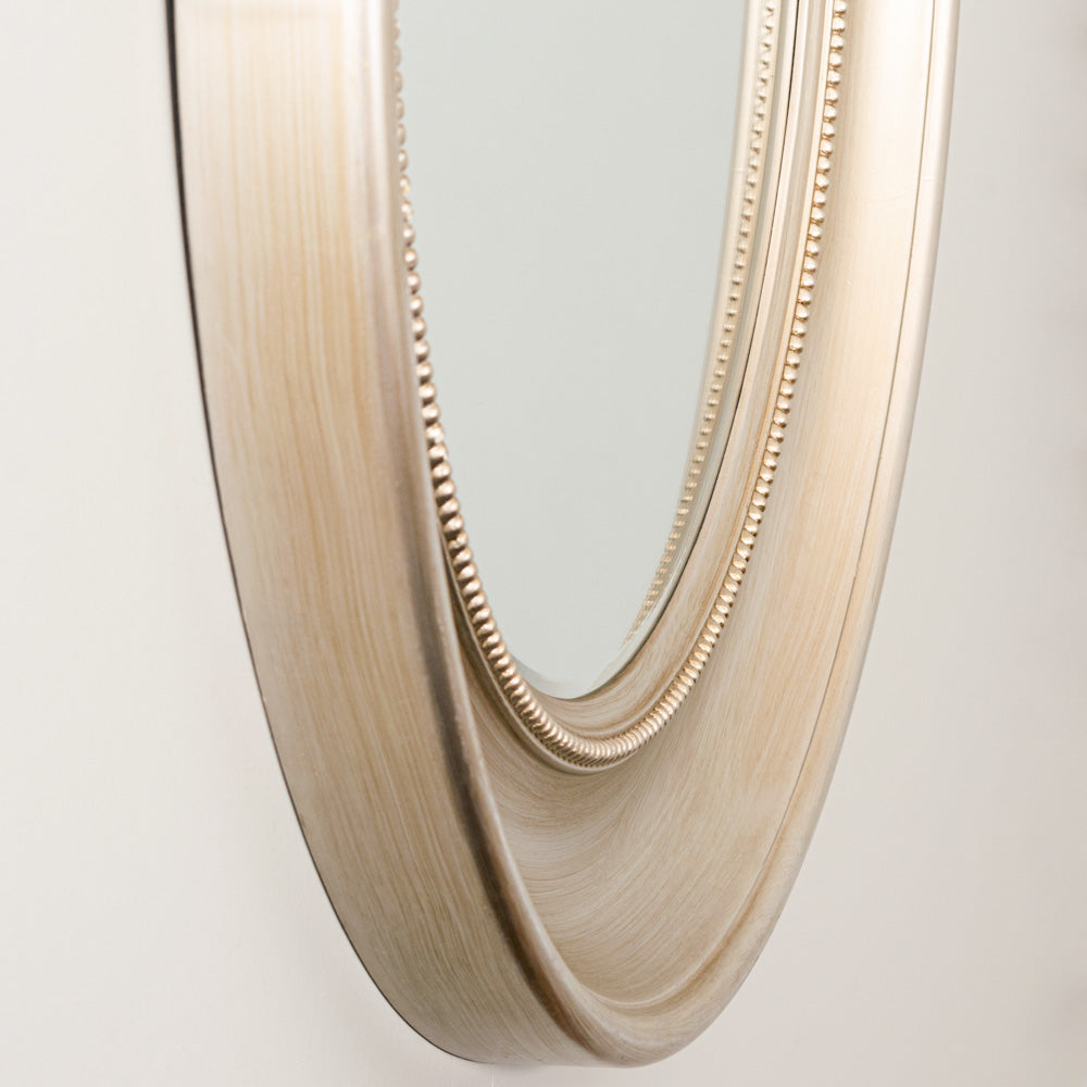 Lena wall mirror beaded round 90cm -  Champagne