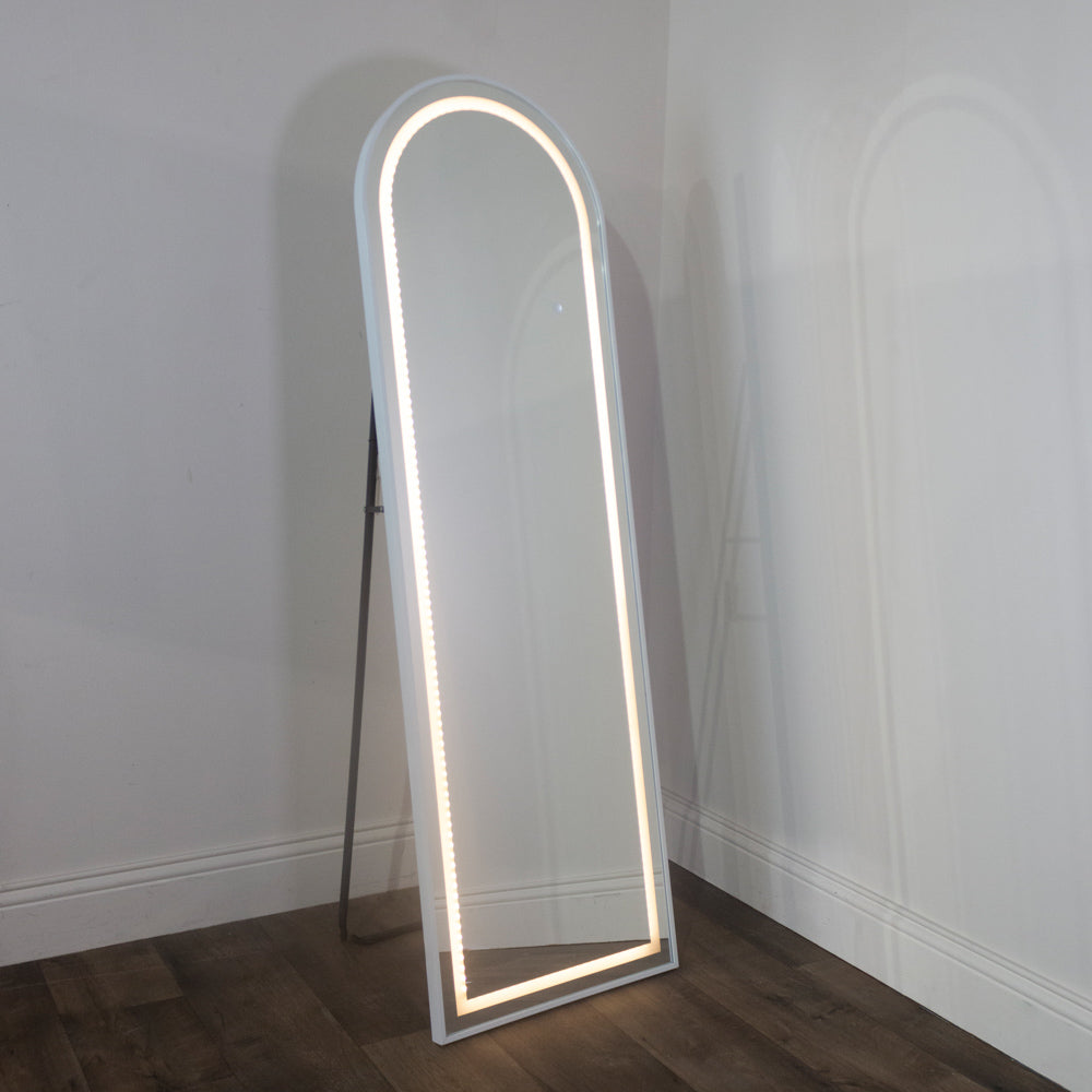 Led modena cheval arch mirror  160 x 50cm - White