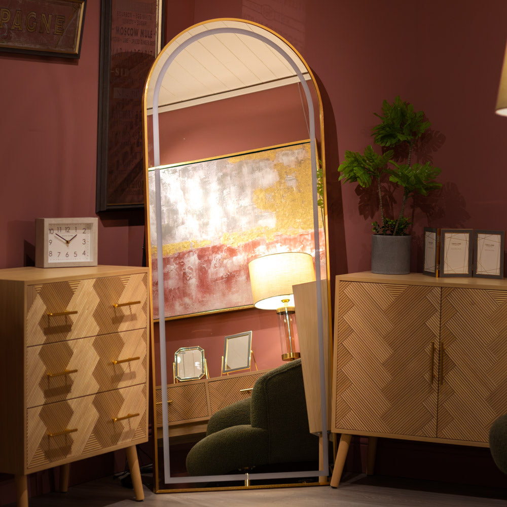 Led modena cheval arch mirror  170 x 70cm - Gold