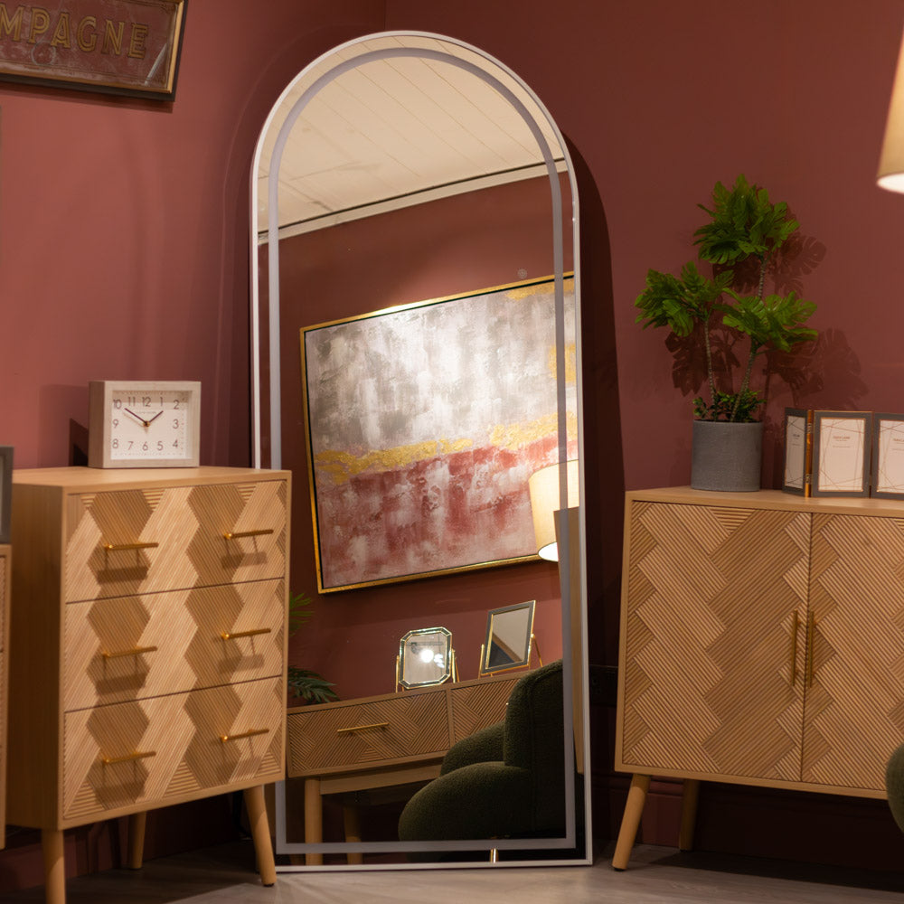 Led modena cheval arch mirror  170 x 70cm - White