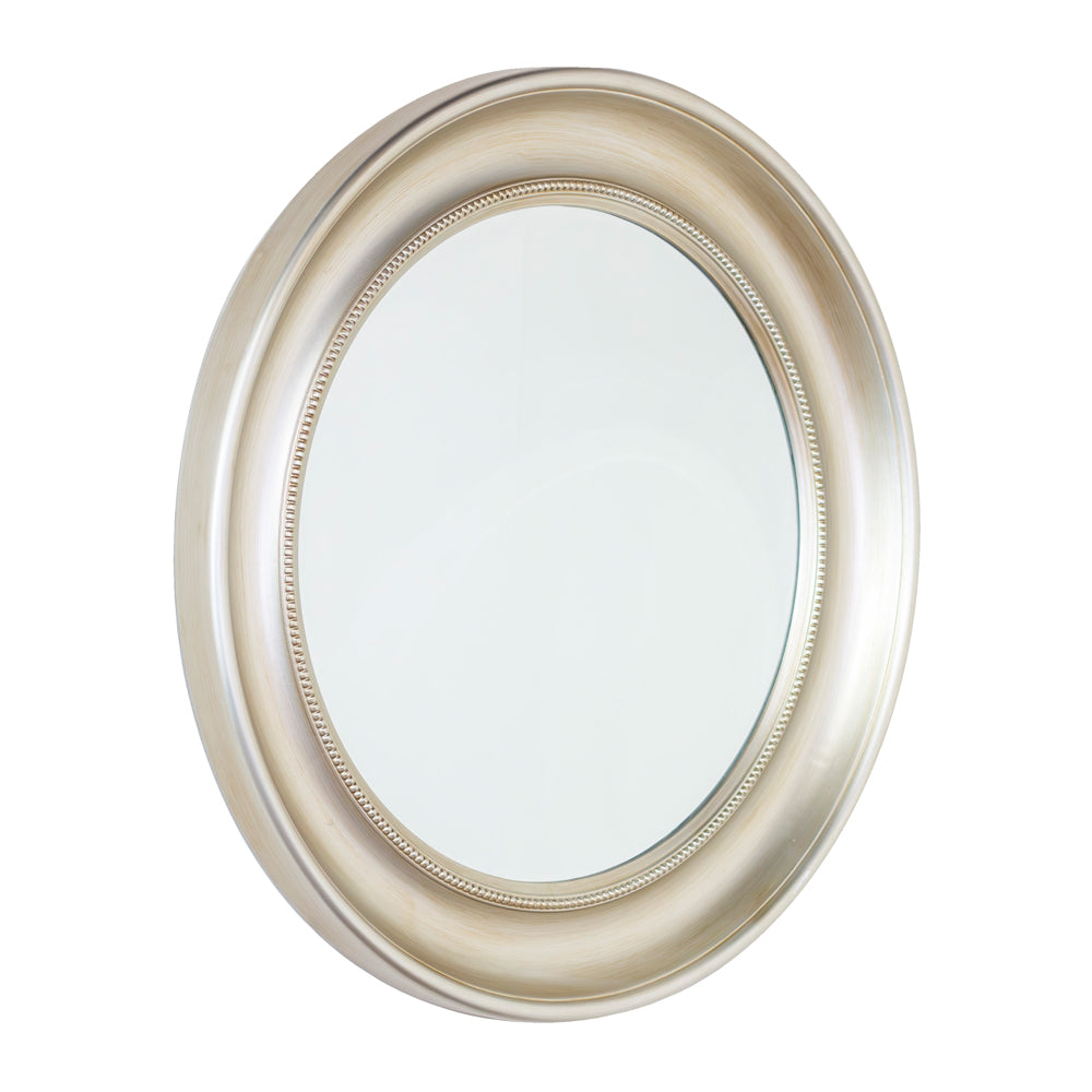 Macy wall mirror beaded round 90cm -  Champagne