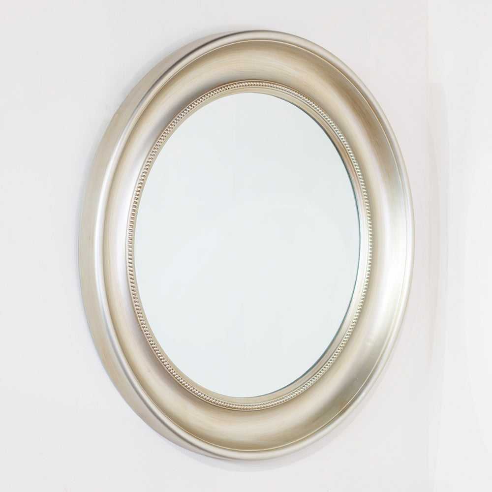 Macy wall mirror beaded round 90cm -  Champagne