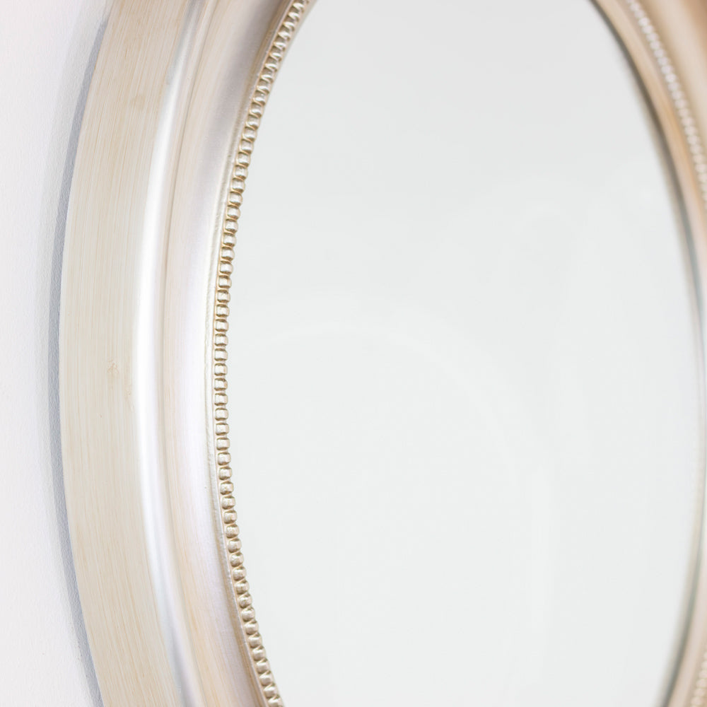 Macy wall mirror beaded round 90cm -  Champagne