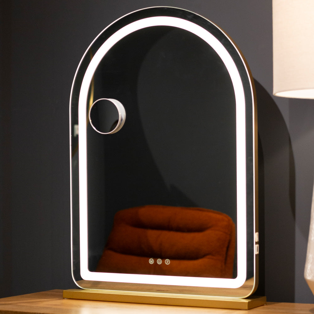 Hollywood arch vanity mirror gold 70 x 50cm