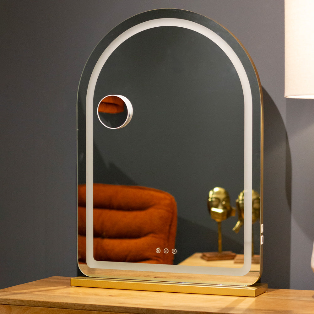 Hollywood arch vanity mirror gold 70 x 50cm