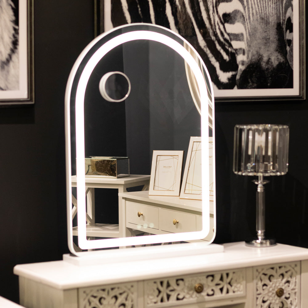 Hollywood arch vanity mirror white 70 x 50cm