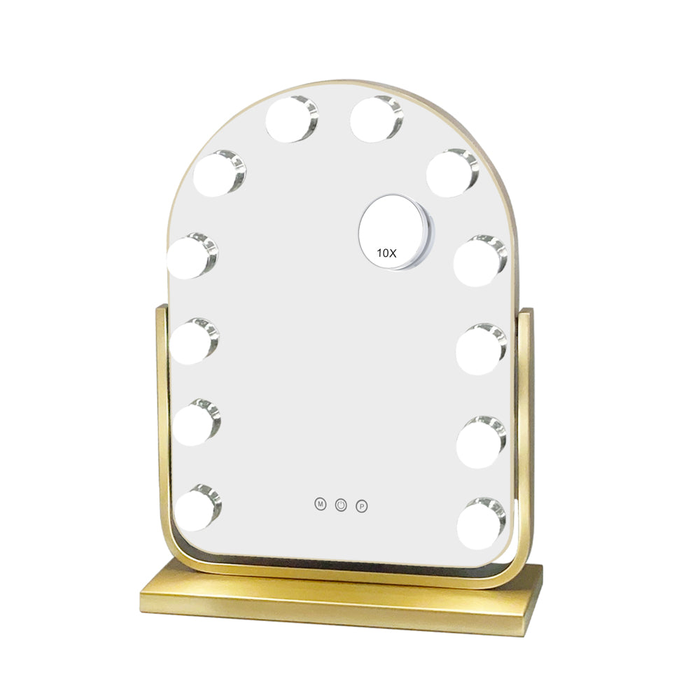Hollywood bulb arch vanity mirror gold 40 x 30cm