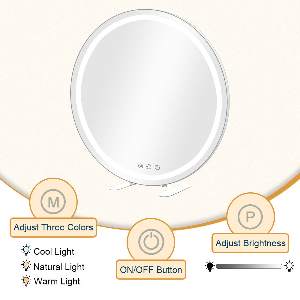 Hollywood round vanity mirror white 73cm