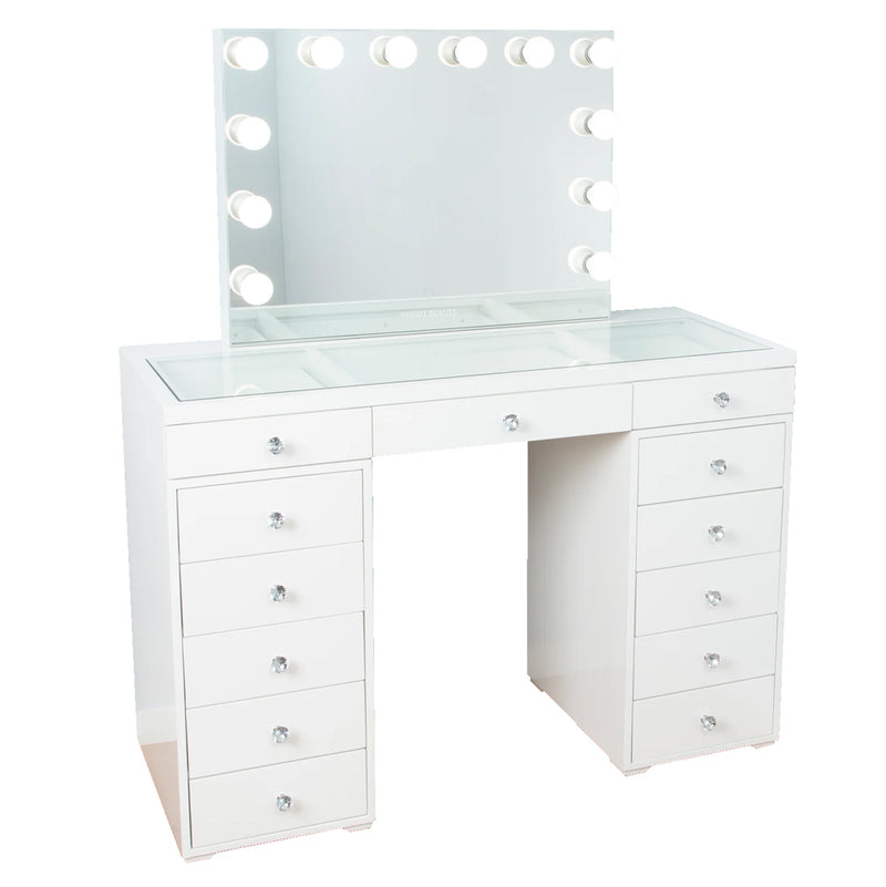 Monika Hollywood Dressing Table Set  120cm - White