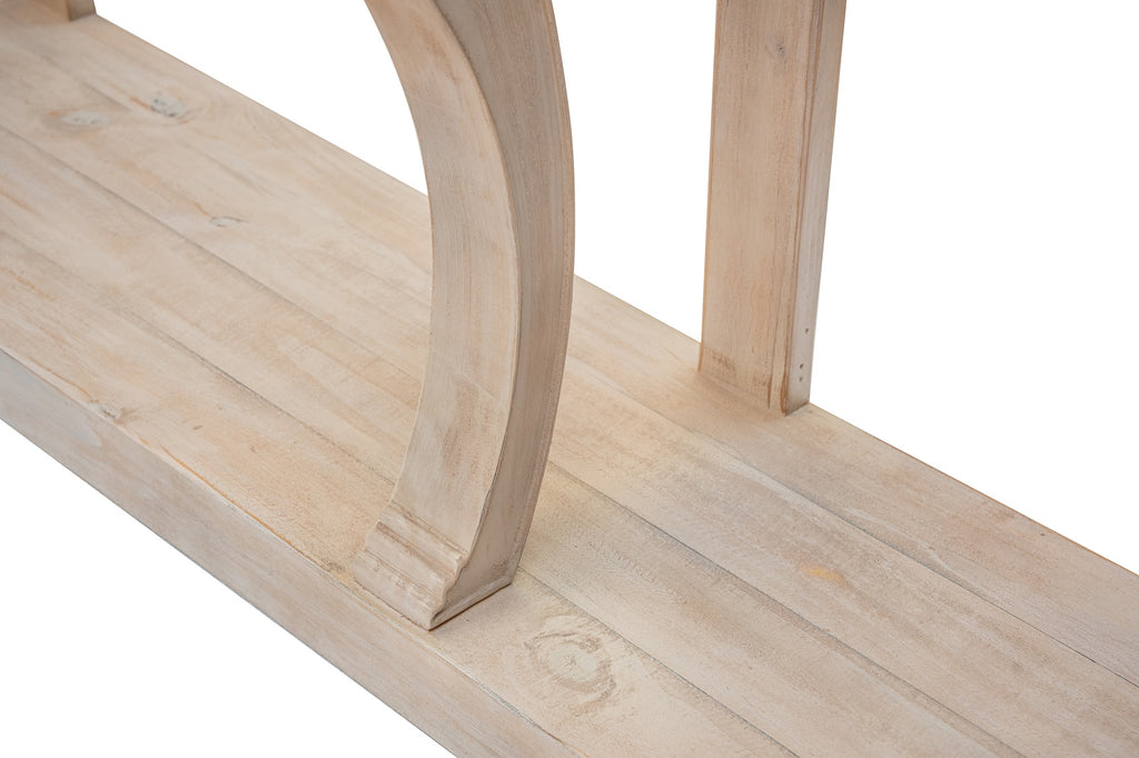 Montclair Scroll Console Table – Reclaimed Wood, Whitewash