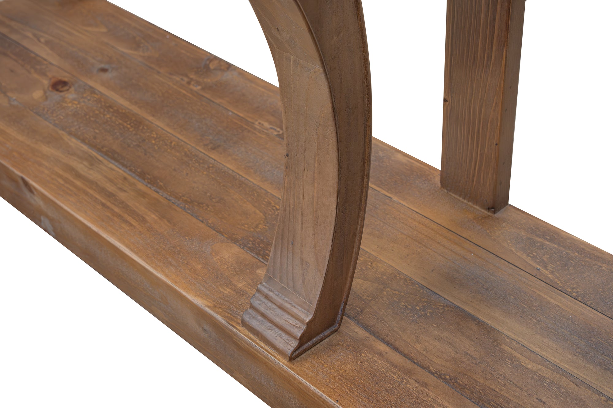 Montclair Scroll Console Table – Reclaimed Wood, Cashew Oak