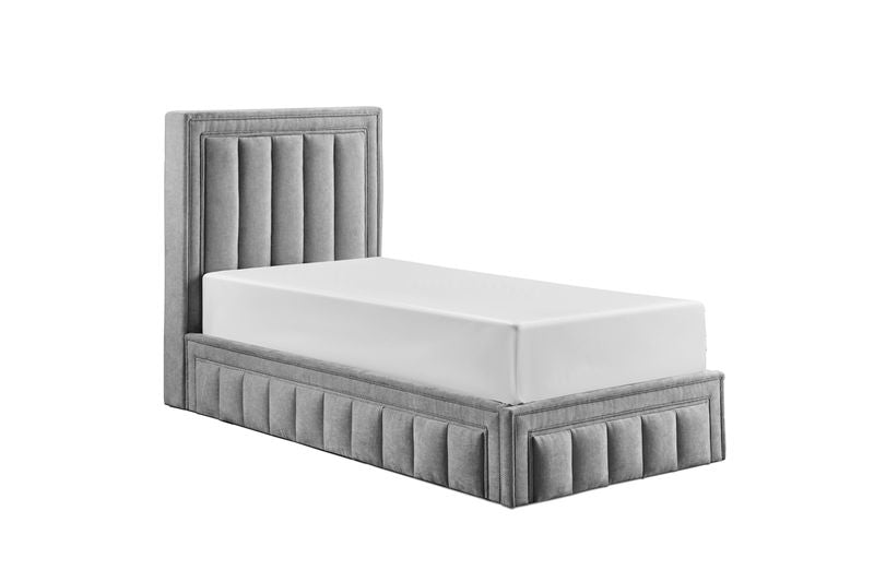 Amy Gas lift  Single  Bed Frame - Grey Fabric