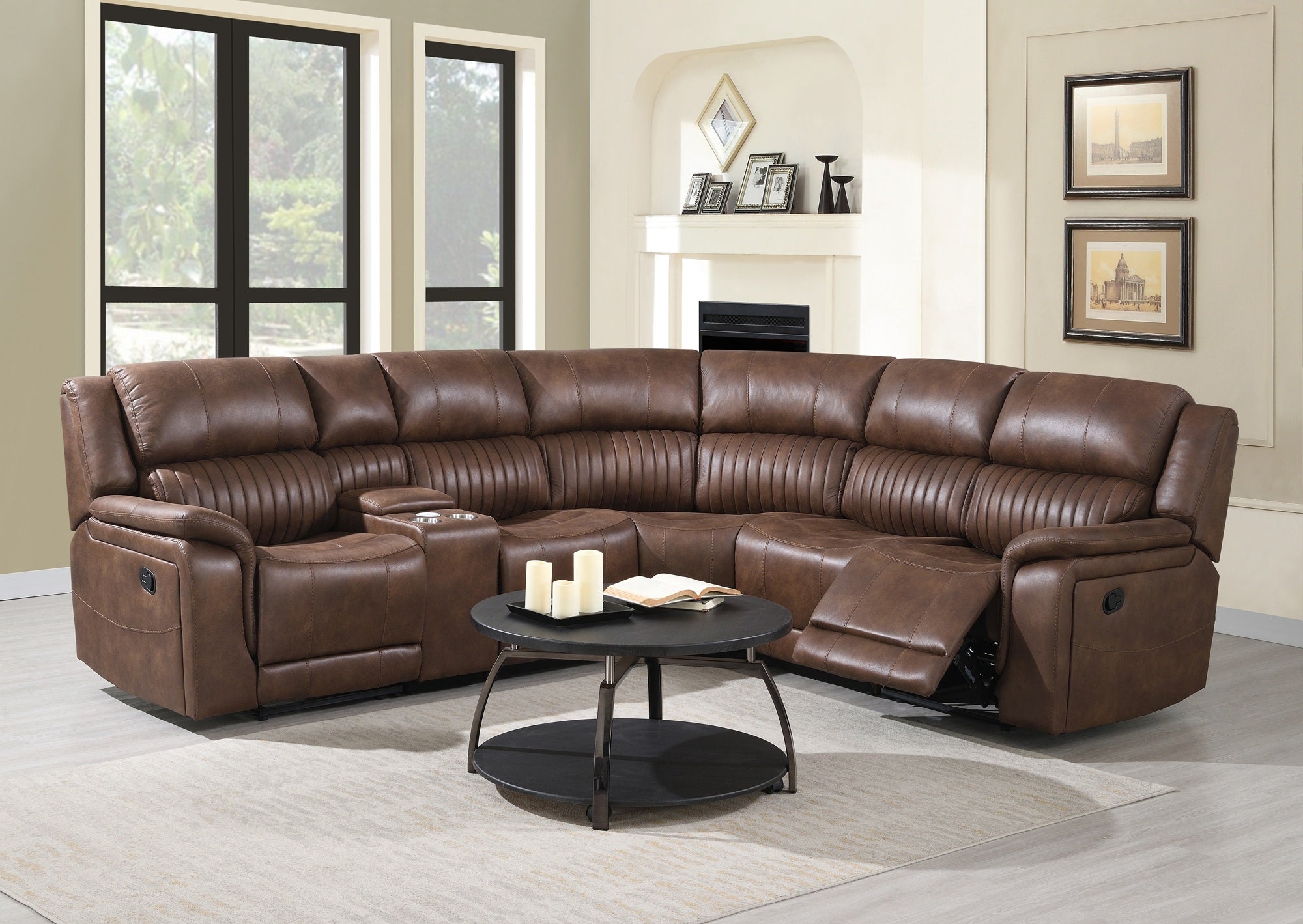 Alaska Manual Corner - Dark Brown Suede Fabric