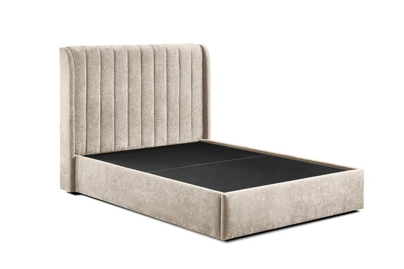 Fran Gas Lift  Double Bed Frame   - Biege Fabric
