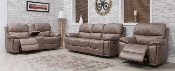 Oxford Recliner Sofa Range - Dark Taupe Suede
