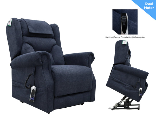 Berk  lift & tilt Dual Motor Armchair - Deep Blue