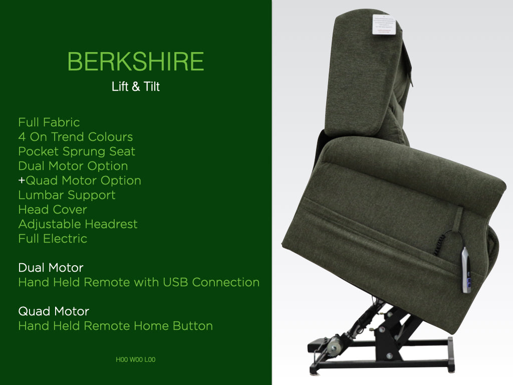 Berkshire lift & tilt Dual Motor Armchair - Deep Blue