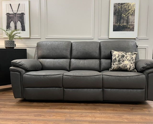 Brianna reclining Sofa Range - Grey  Suede Fabric