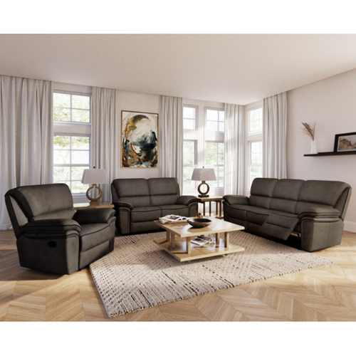 Brianna reclining Sofa Range Brown Suede Fabric