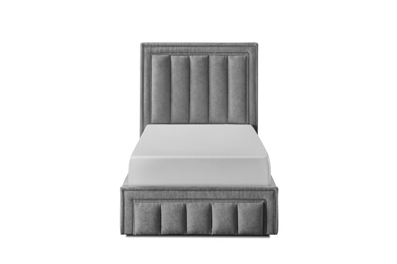 Amy Gas lift  Single  Bed Frame - Grey Fabric