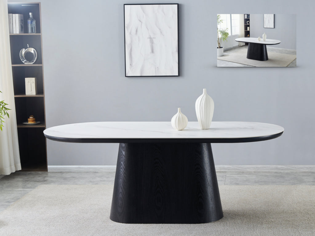Cal Dining Table- Black With White Top