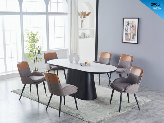 Cal Dining Table- Black With White Top