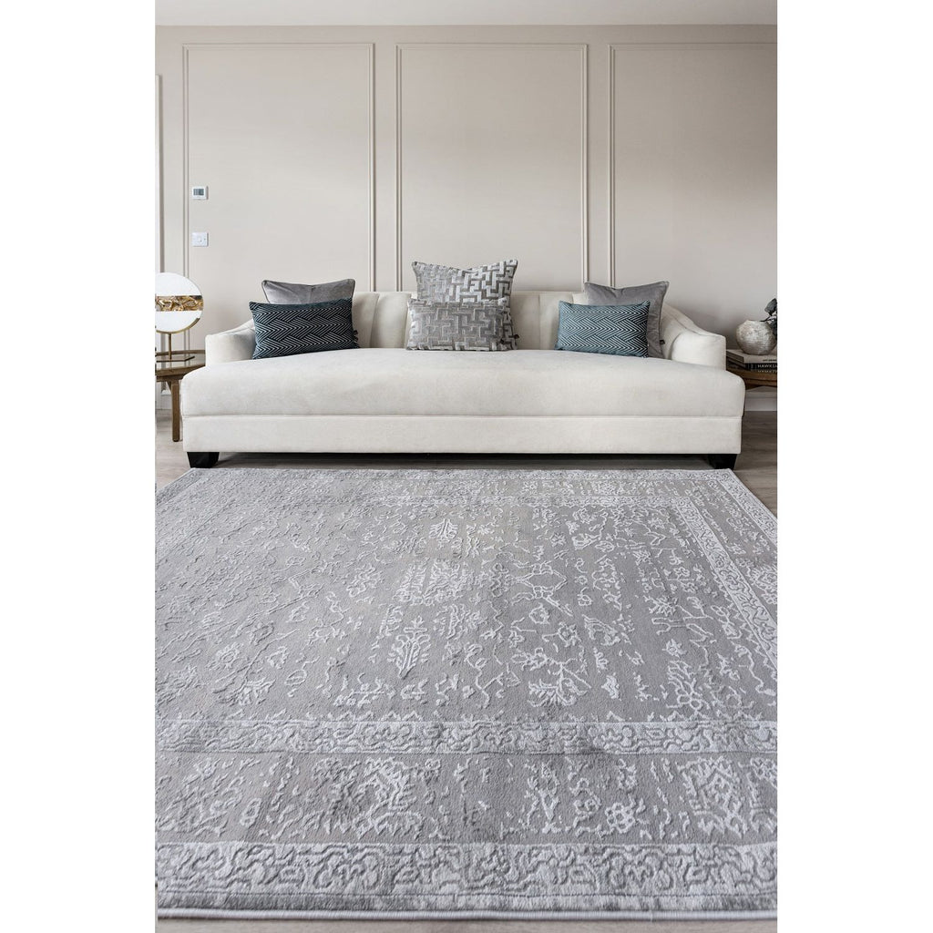 Camilla Damask Rug - Grey