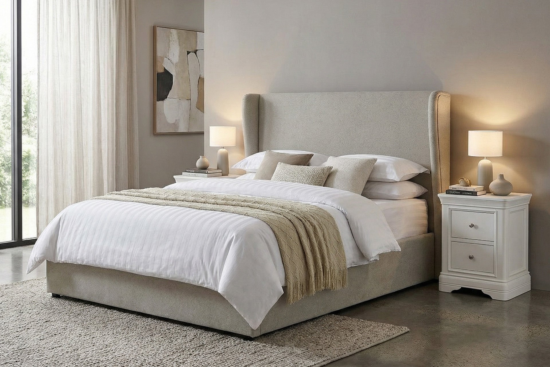 Marbella Super King  OTTOMAN BED FRAME - Greige