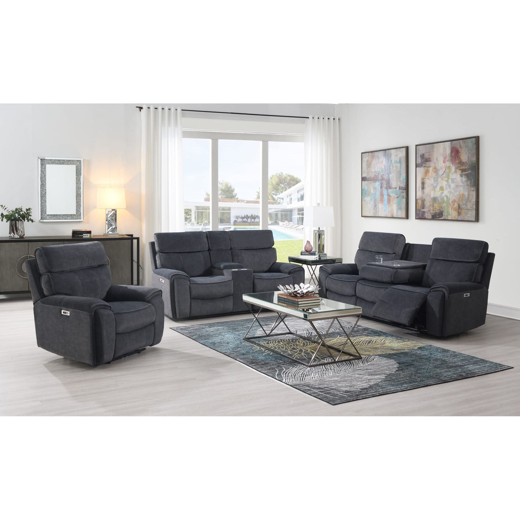 Scarlet Power Recliner Sofa Range Dark Grey