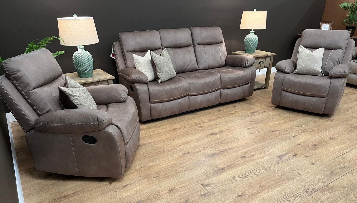 Bristol 3 + 2 + 1 reclining Sofa Range - Dark Taupe Suede Fabric