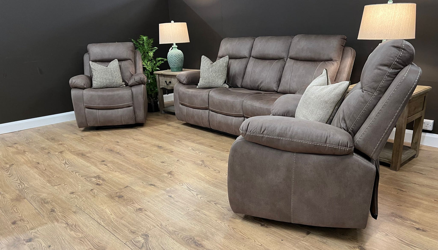 Bristol 3 + 1 + 1 reclining Sofa Range - Dark Taupe Suede Fabric