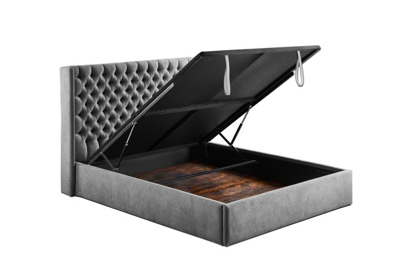 Colly Gas lift  Single Bed Frame - Grey Fabric