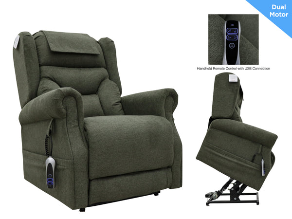 Berk lift & tilt Dual Motor Armchair - Olive