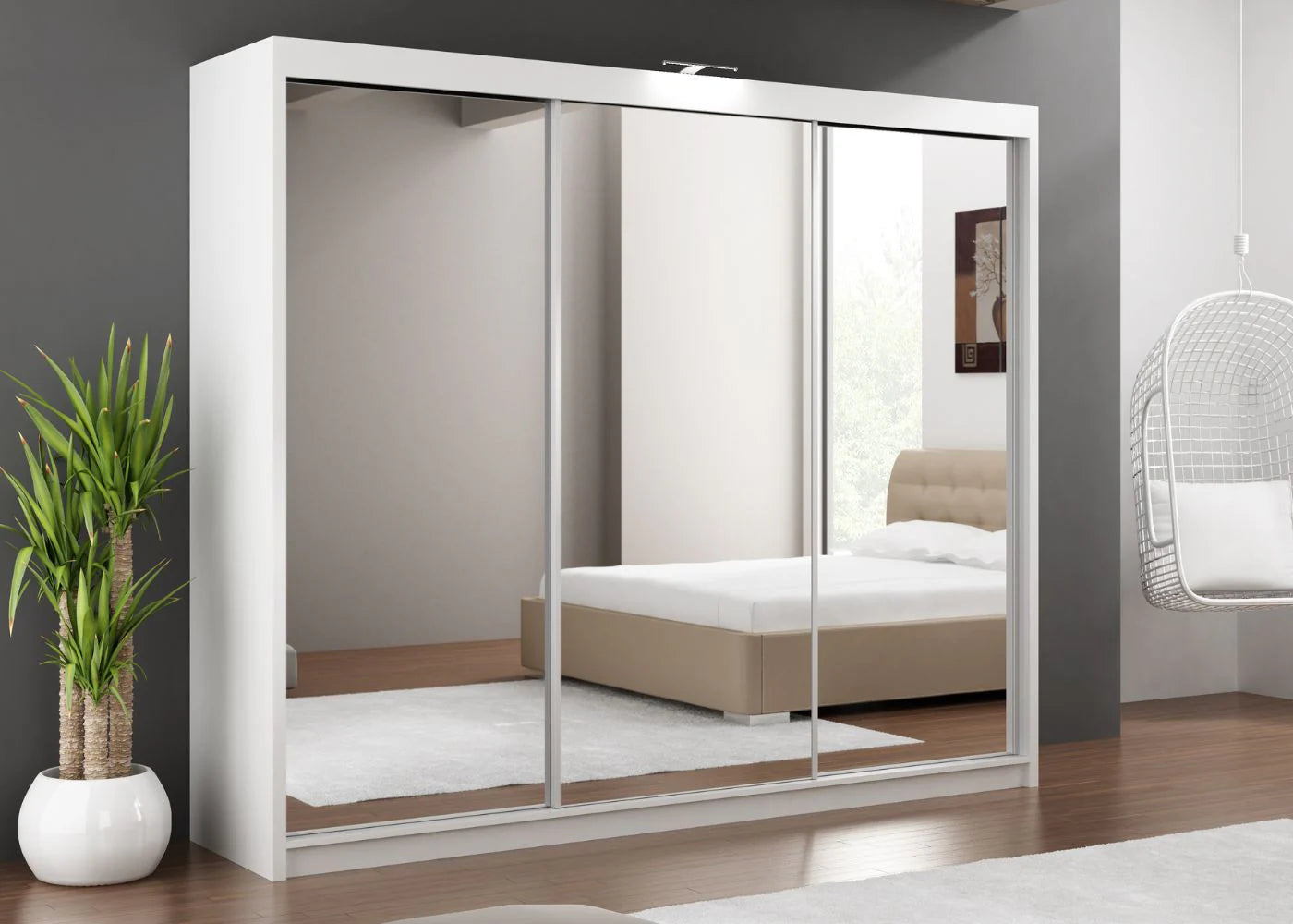 Levi 2.50m Sliding Wardrobe  - White