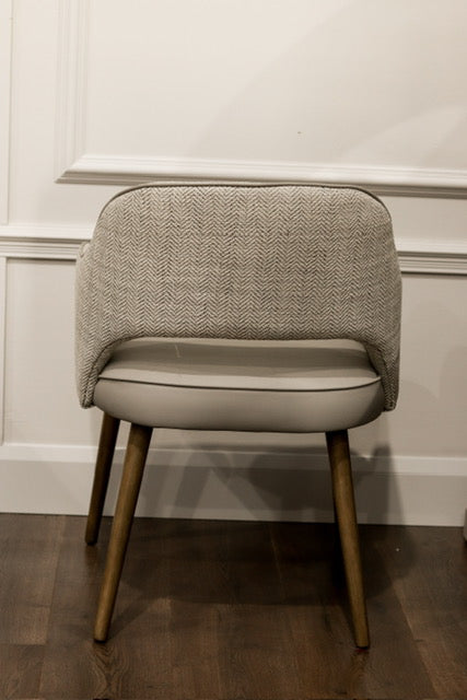 Pisa Dining Chair - Herringbone Fabric/ Leather