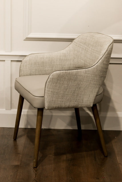 Pisa Dining Chair - Herringbone Fabric/ Leather