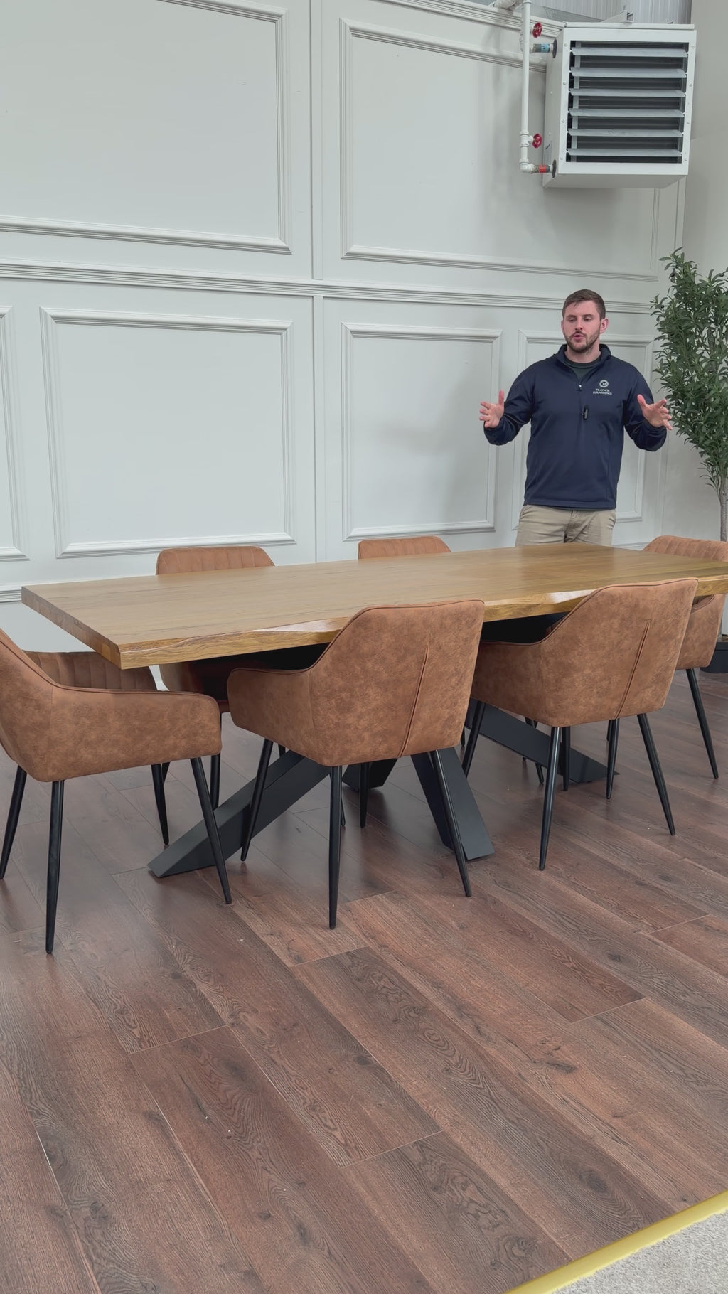 Richmond 2.1m Table + 6 EZ Tan Suede Chairs