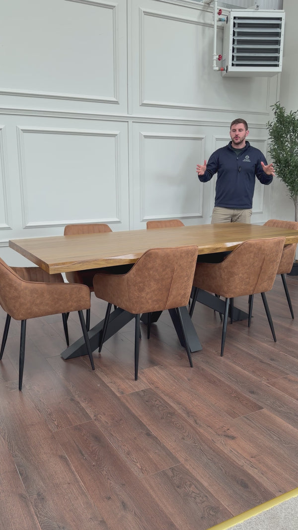 Richmond 2.1m Table + 6 EZ Tan Suede Chairs