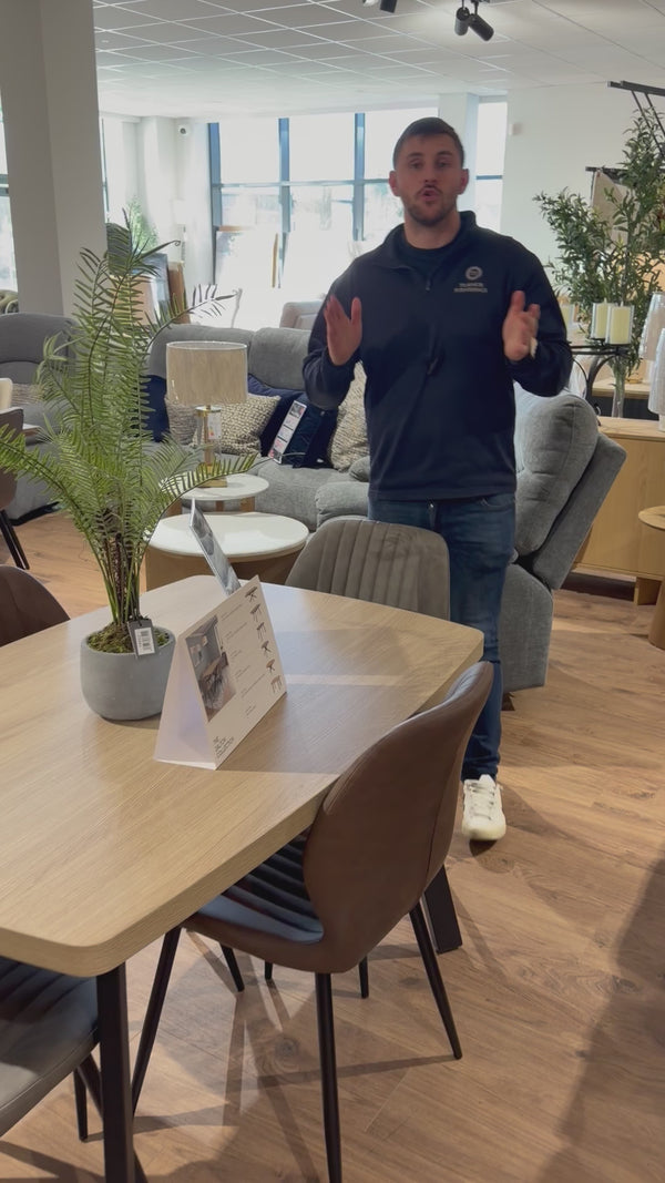 Dalton 1.2m + 4 Lyra Brown PU Chairs