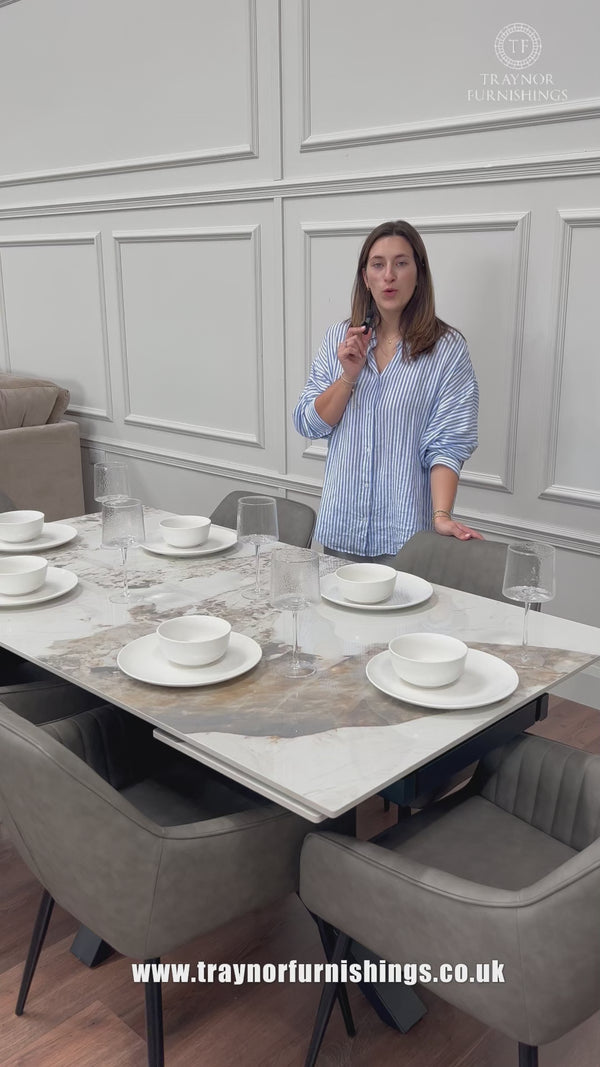 Sorrento Extending Sintered Stone Dining Set + 6 EZ Grey Chairs