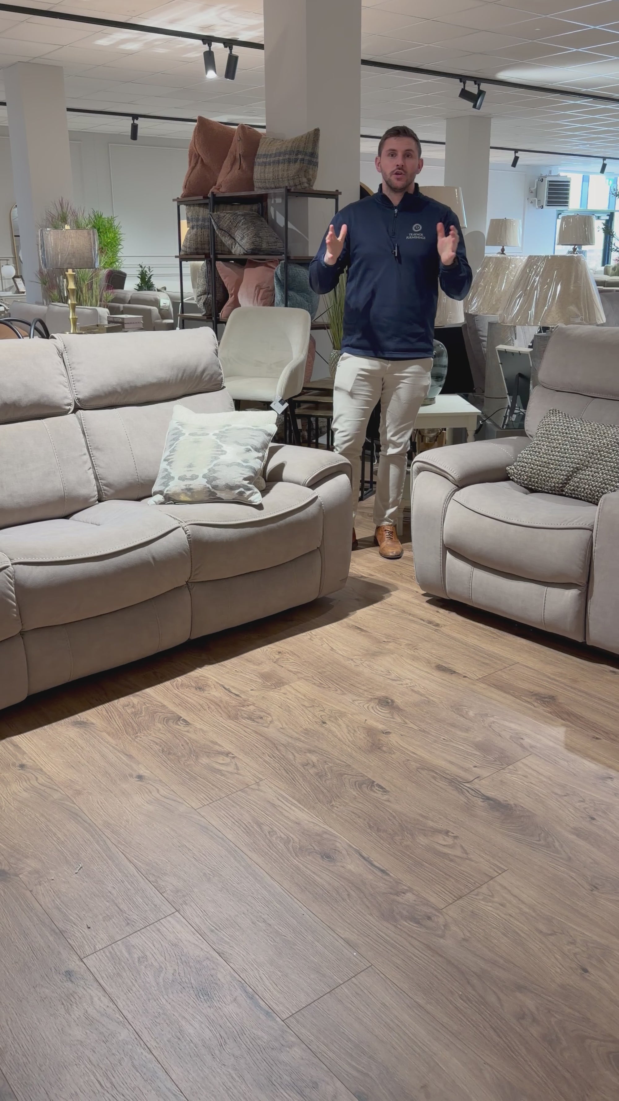 Scarlet Power 3 + 2 - Taupe Microfibre Fabric