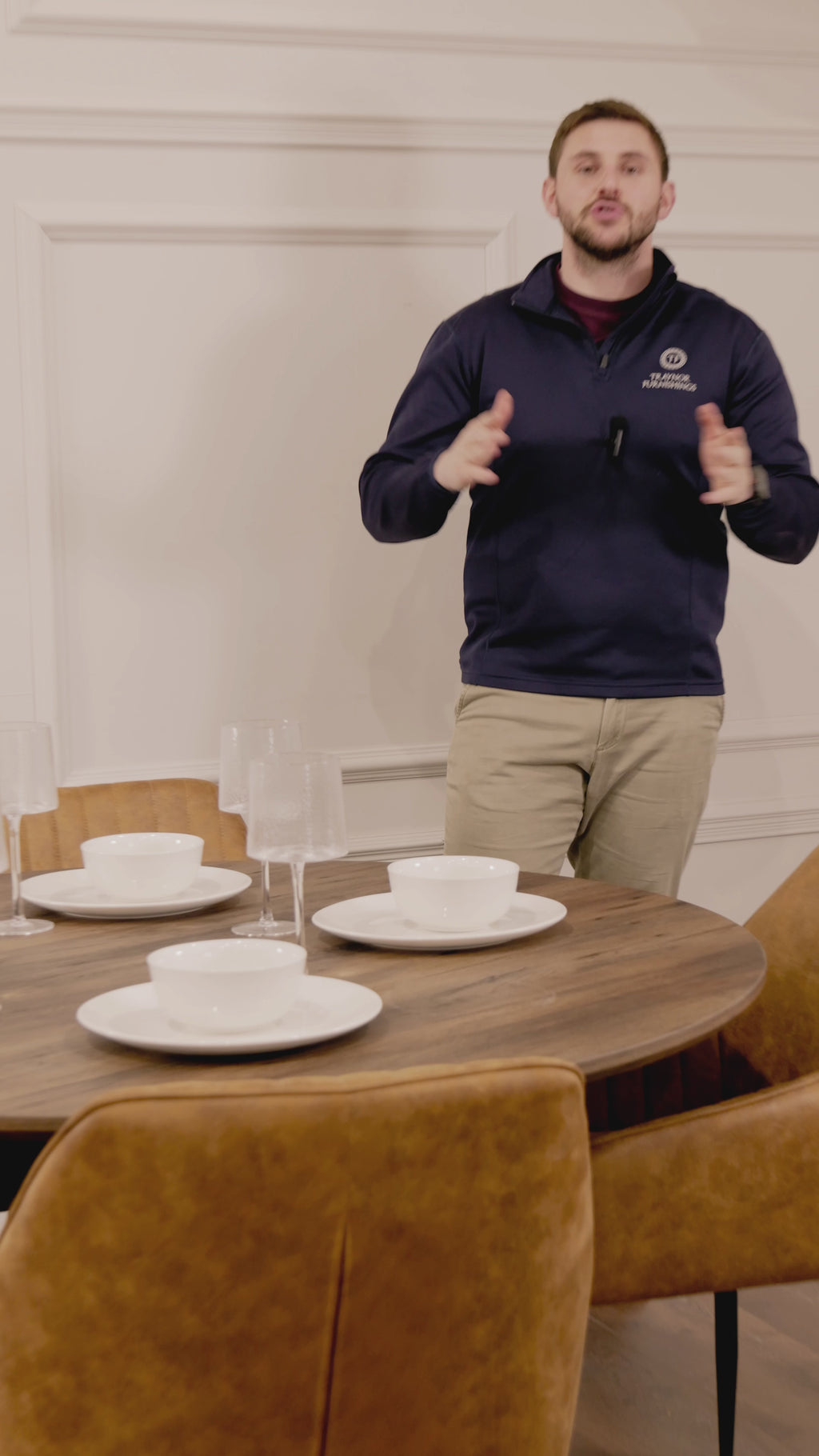 Epsom Dark Oak 1.2m + 4 EZ Tan Suede Chairs